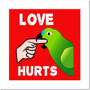 Love Hurts Blue Front Amazon Parrot Biting  (Ver.2) Posters and Art